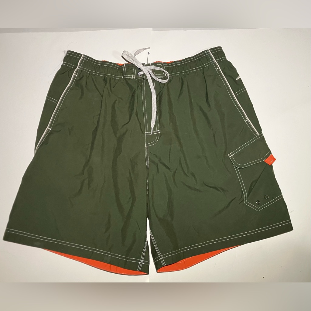 Speedo Swimsuit Mens Xl Drawstring Orange/Green